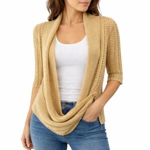Anthropologie Moth Open Knit Cardigan Draped Button Detail Size S‎